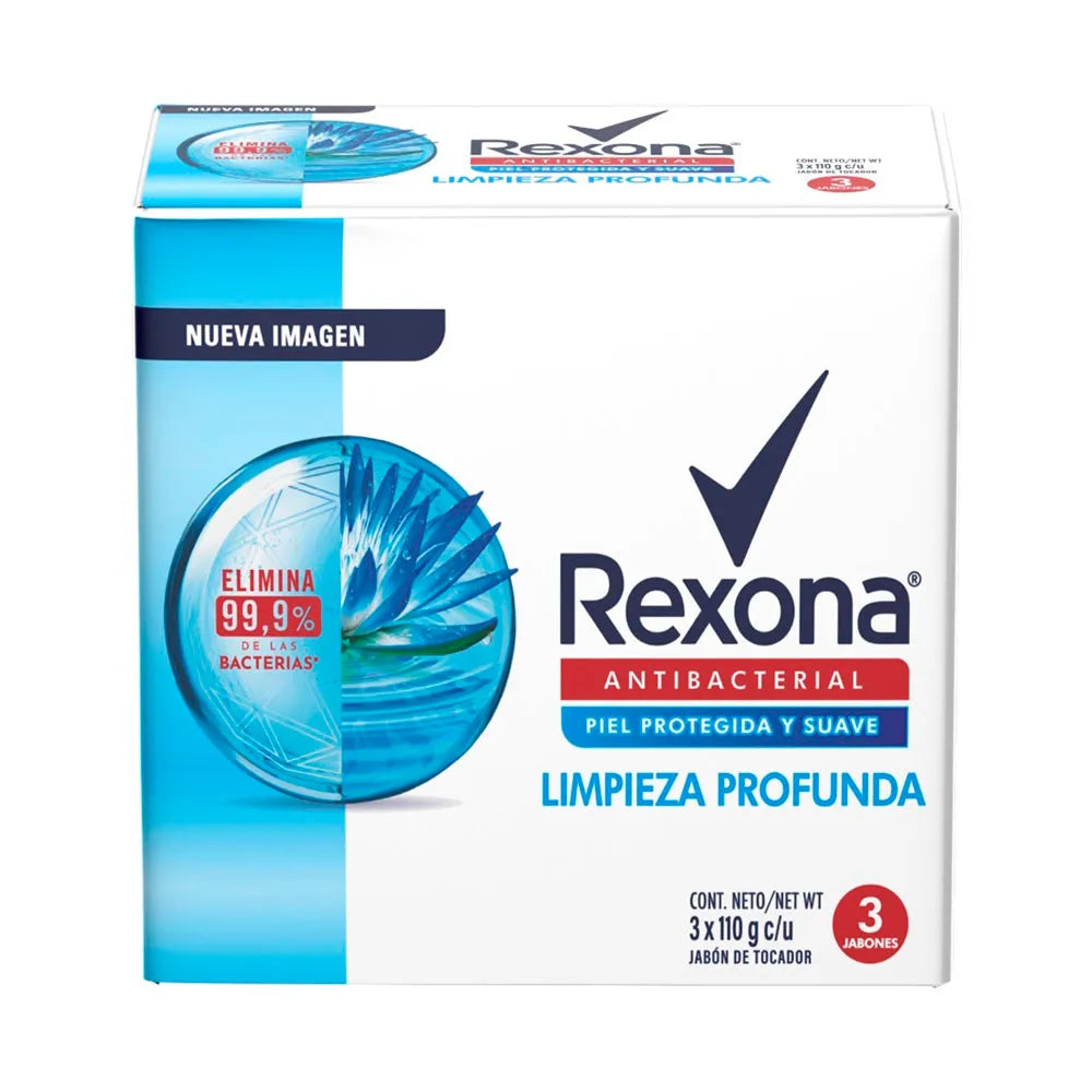 3 Jabón.REXONA Limpieza Profunda 110 g