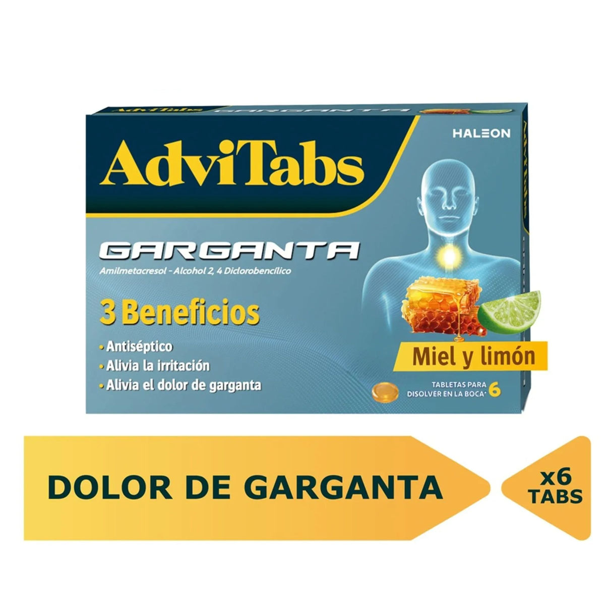 Advitabs Garganta Miel Y Limon 6Tbs