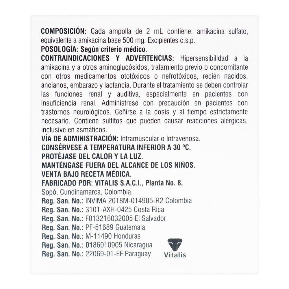 Amikacina 500 mg/2 ml 10 Ampollas
