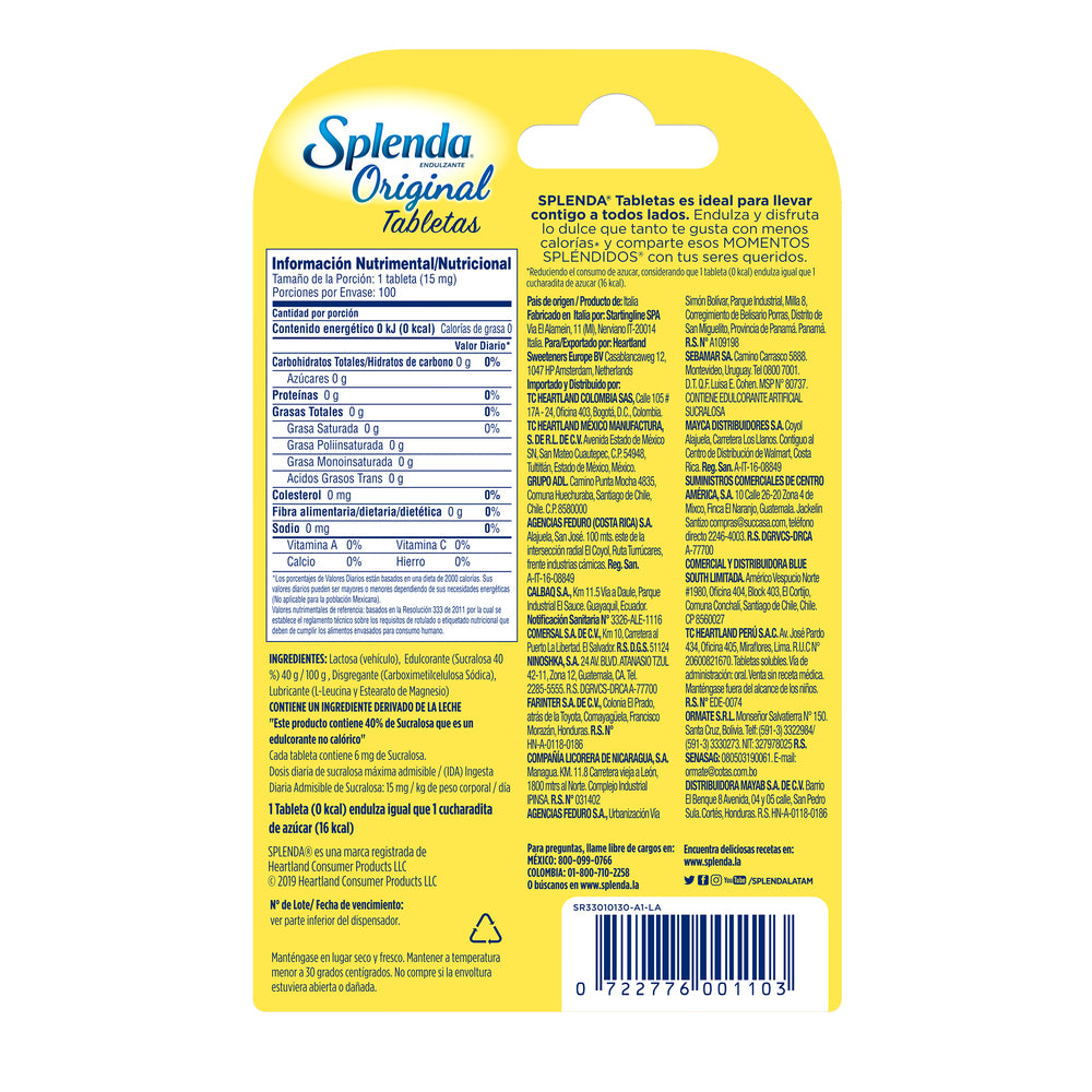 Splenda 100 Tabletas