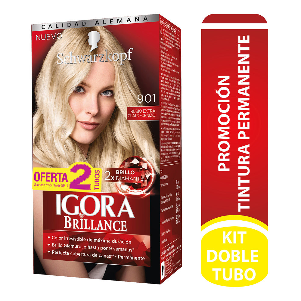 Igora Brillo Kit 901 Oferta 2 Tubos Rubio Extra Claro