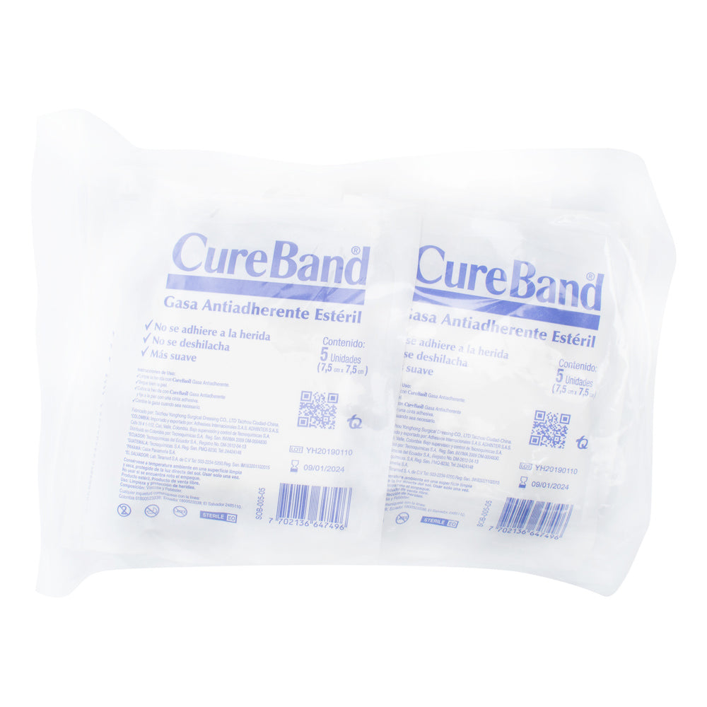 Gasa Cure Band Premium Estéril 7.5X7.5 Sobres 5X24 Unidades