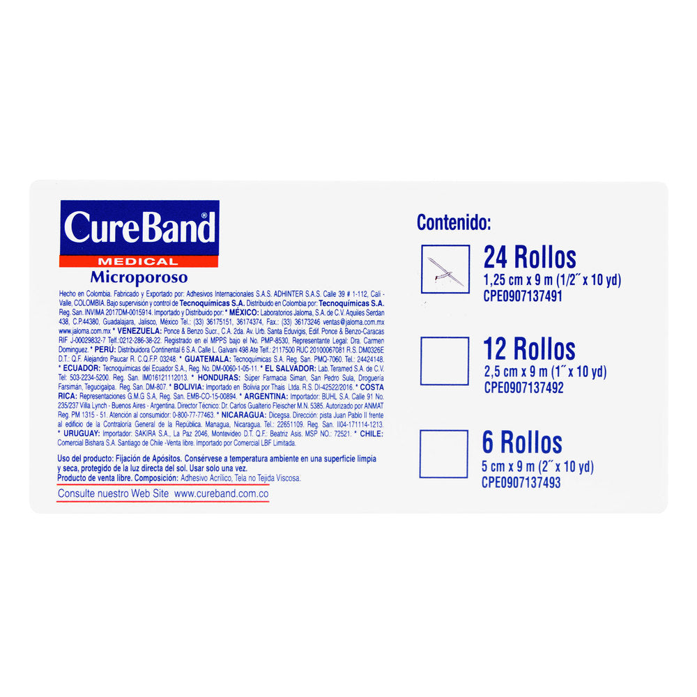 Esparadrapo Cure Band Microporoso Piel Bolsa 1/2X10 24 Unidades