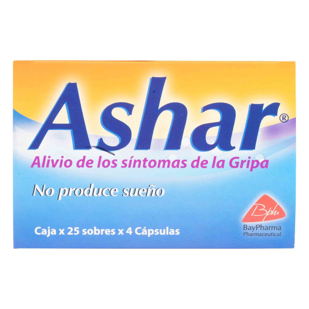 Ashar Acetaminofén + Cafeína + Fenilefrina + Cetirizina x 100 Cápsulas