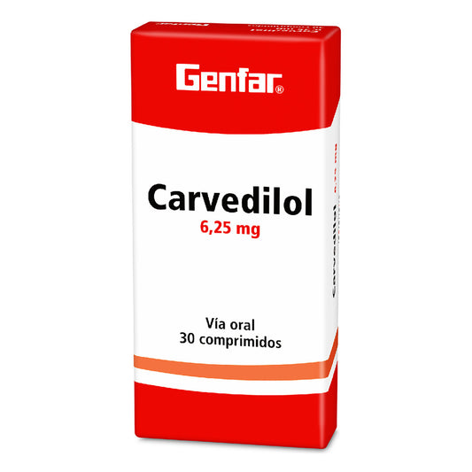 CARVEDILOL 6.25 MG 30 TABLETAS W