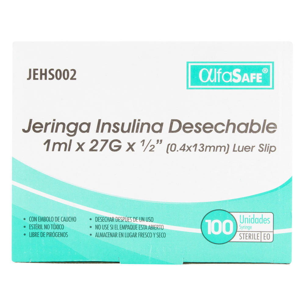 Jeringa Alfa Insulina 1 ml 27 G X 1/2 13 MM