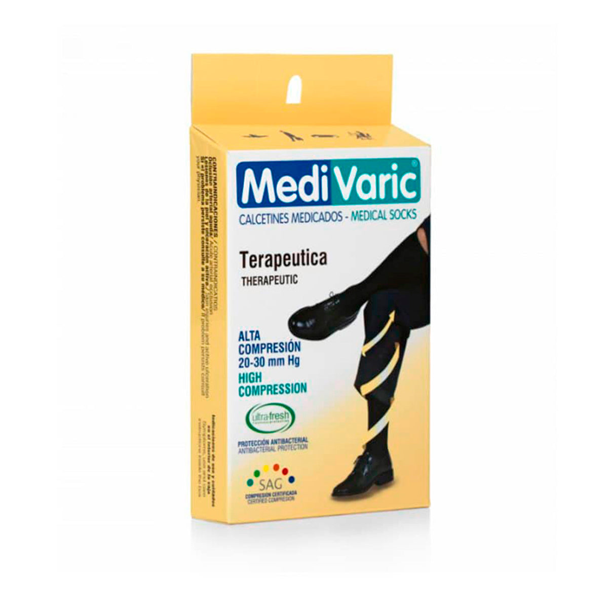 Calcetín Medivaric Hombre Grande Negro Alta Compresión NTI