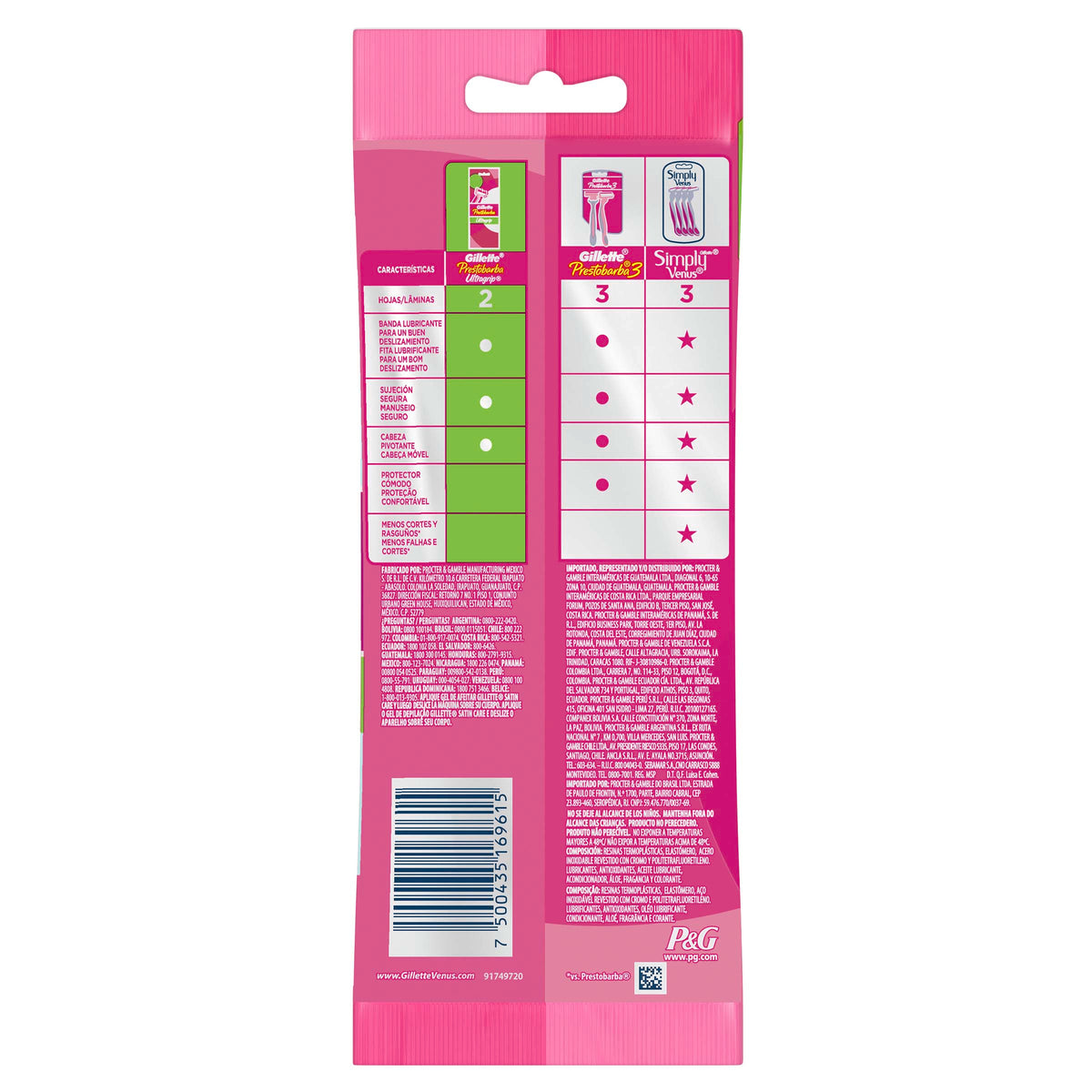 Máquina Prestobarba Ultra Grip Móvil Mujer 3 Unidades