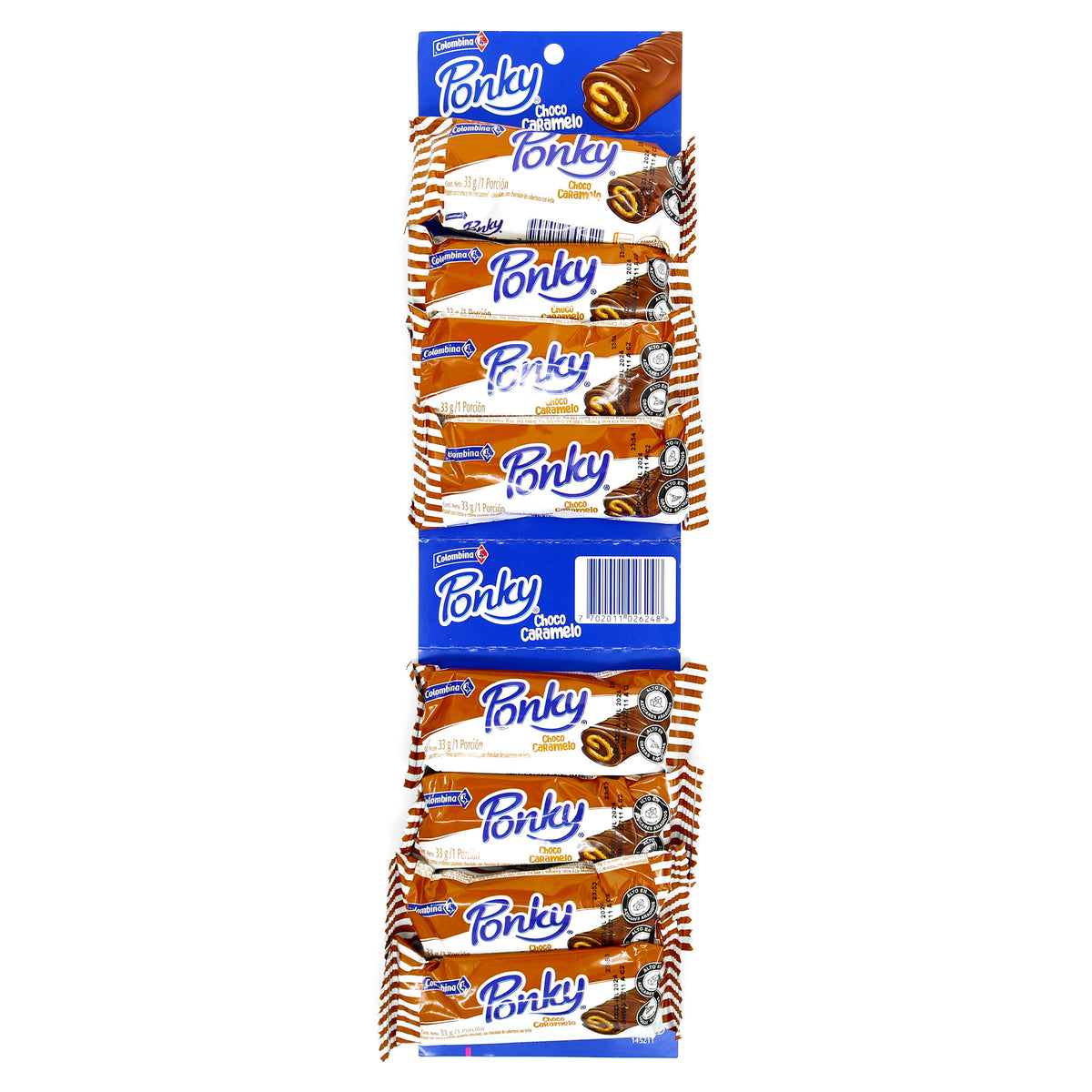 Ponky Choco Caramelo Tira 8 Unidades