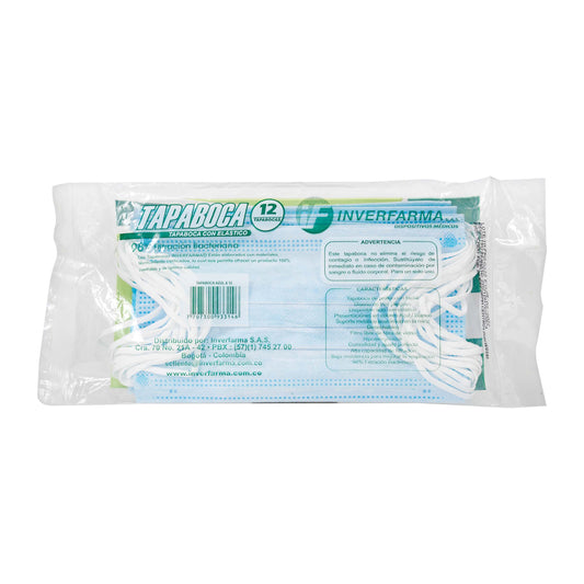 Tapabocas Desechable Inverfarma Azul 12 Unidades