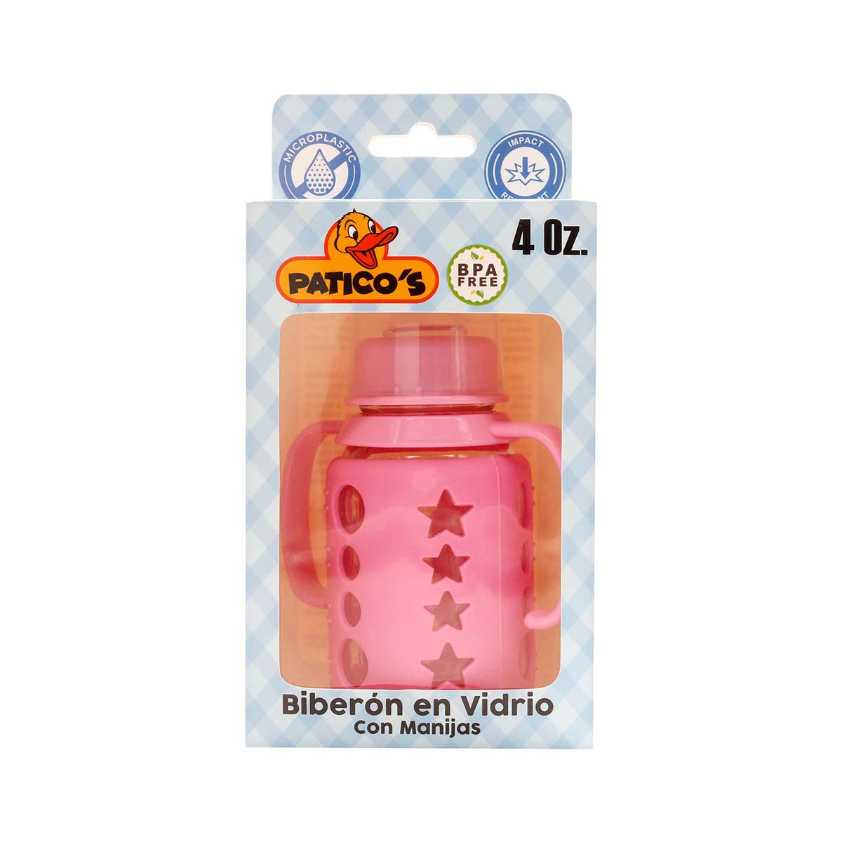Biberon Vidrio 120ML 4Oz C.manijas Pati