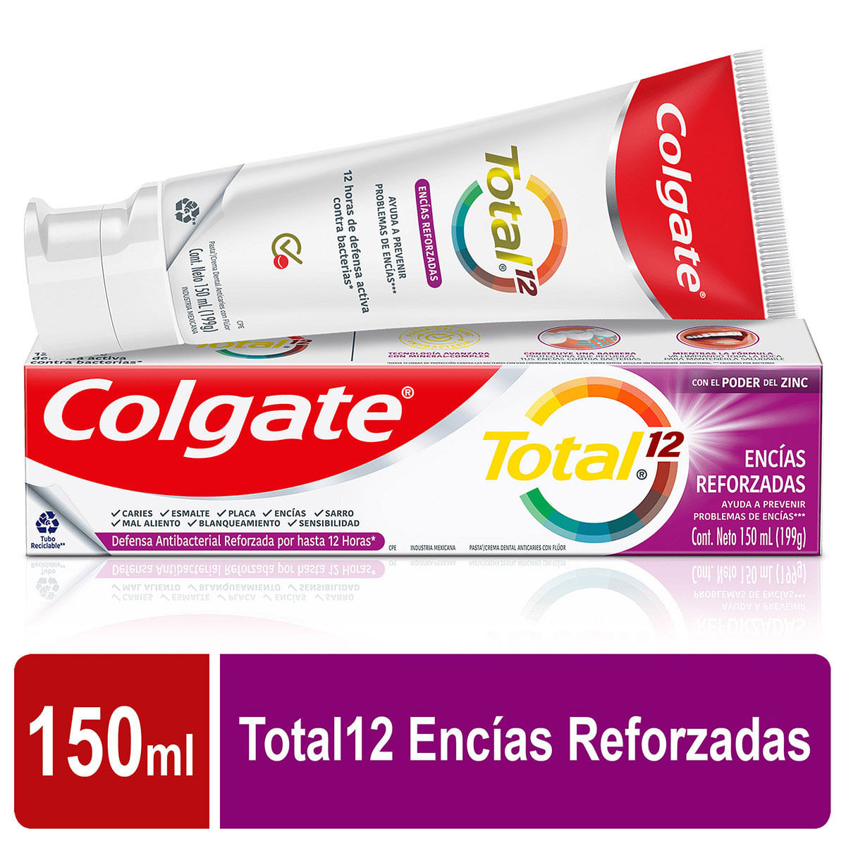 Crema Dental Colgate Total 12 Encías Reforzadas 150 Mililitros