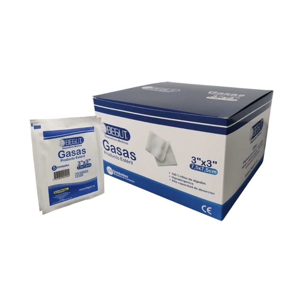 Gasa Estéril 3X3 X 50 Paquetes 250 Unidades