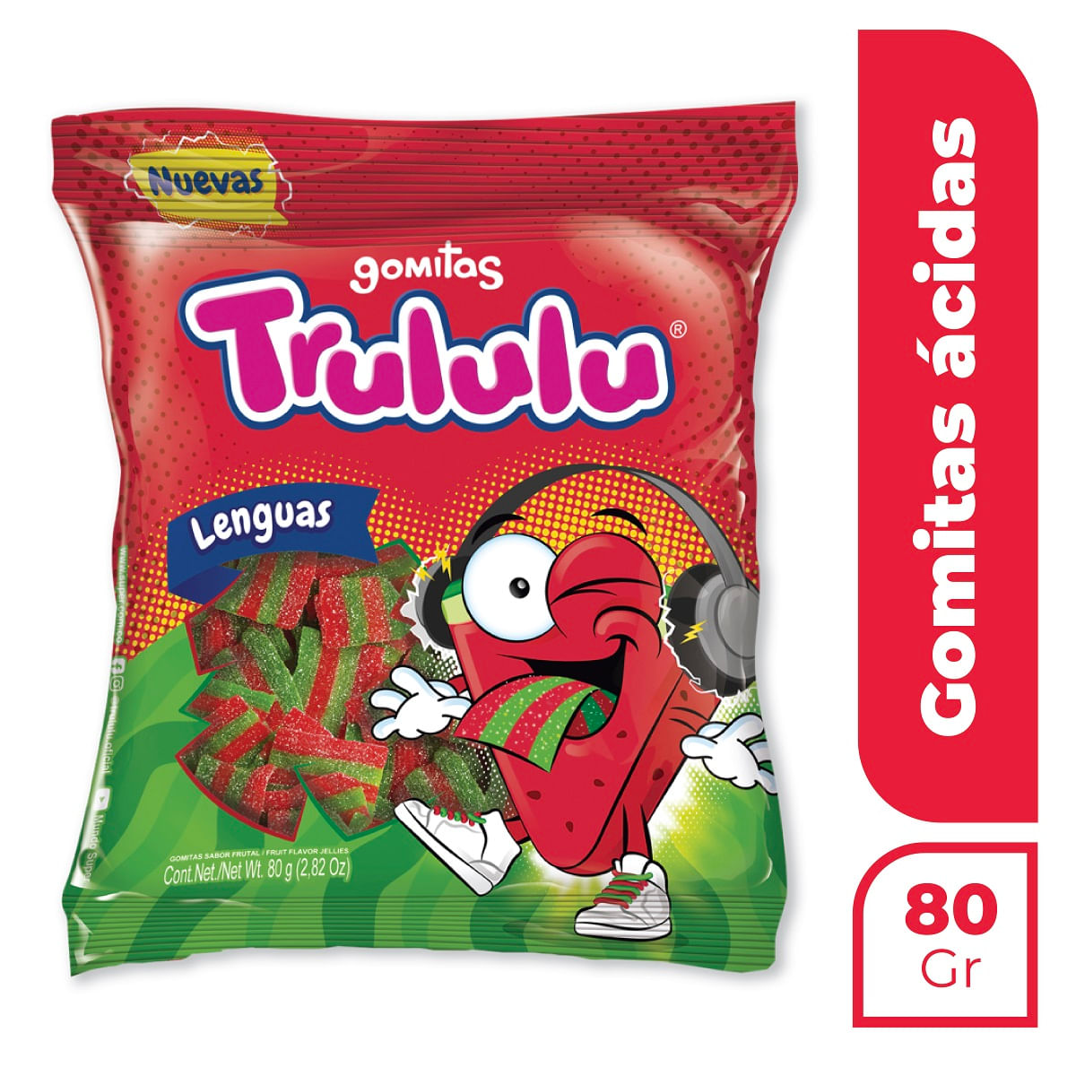 Gomitas Trululu Lenguas Frutal 80 Gramos