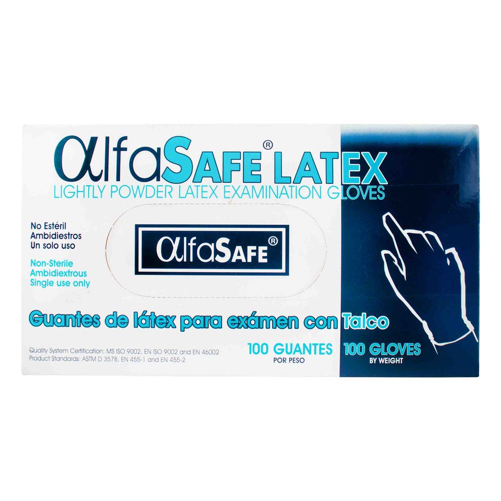 Guante Examen Alfa Latex 100 Und Xs