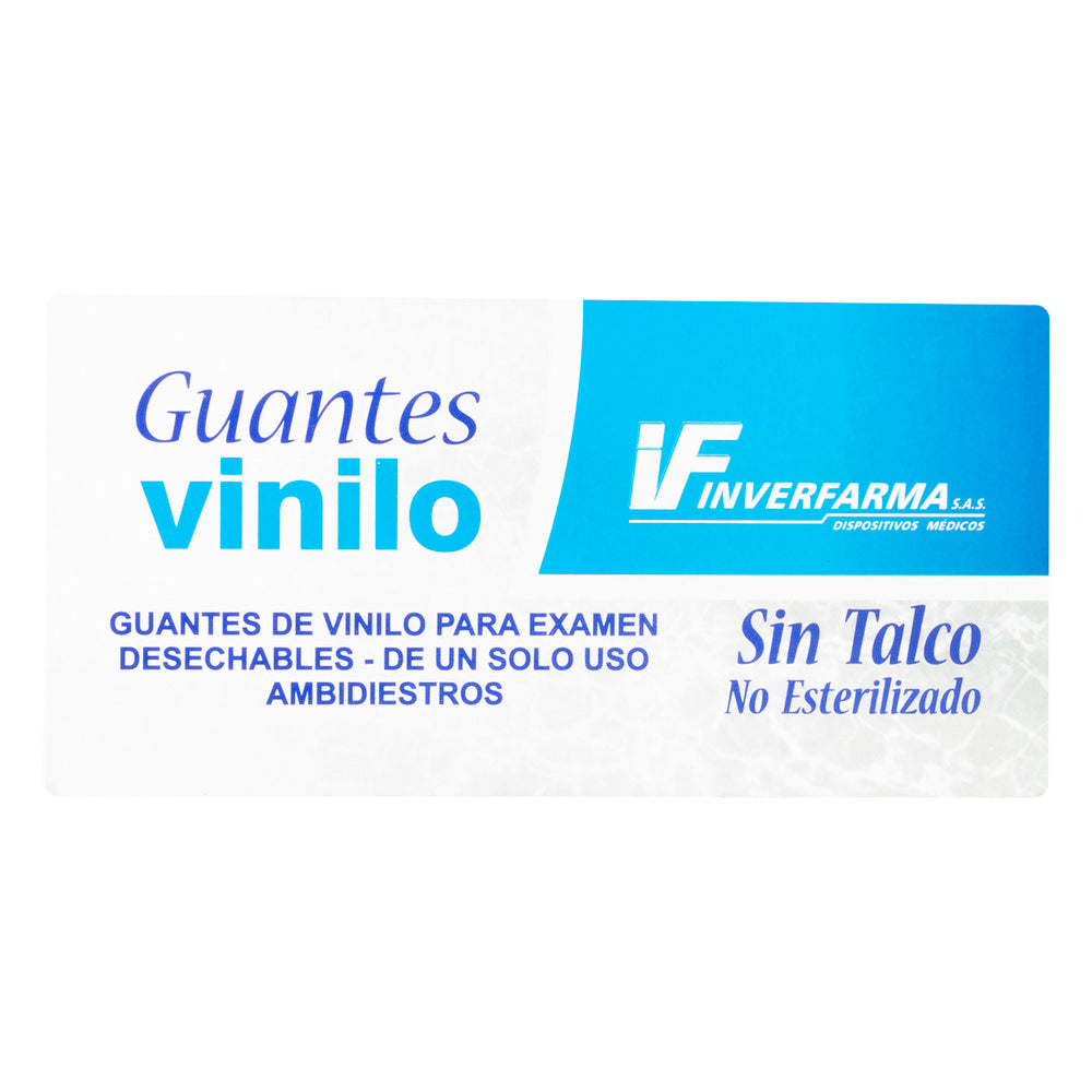 Guante Examen Vinilo Inverfarma Talla Mediana 100 Unidades