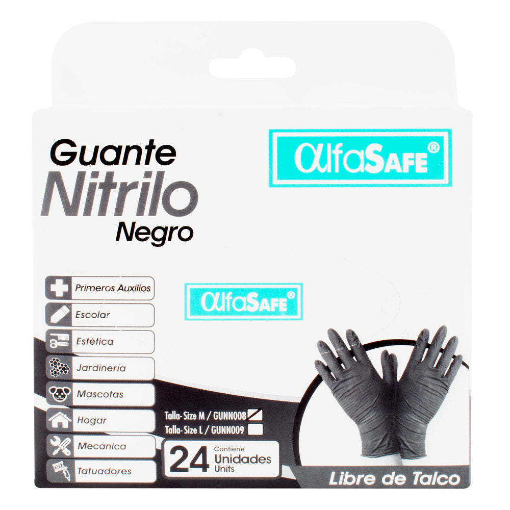 Guantes Nit.alfasafe Negro Talla M 24