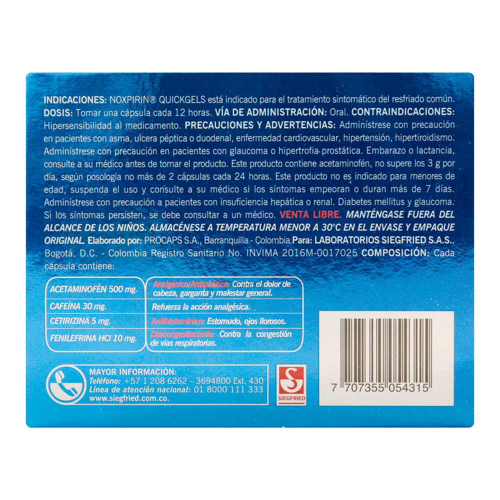 Noxpirin Quick Gel 10 Capsulas