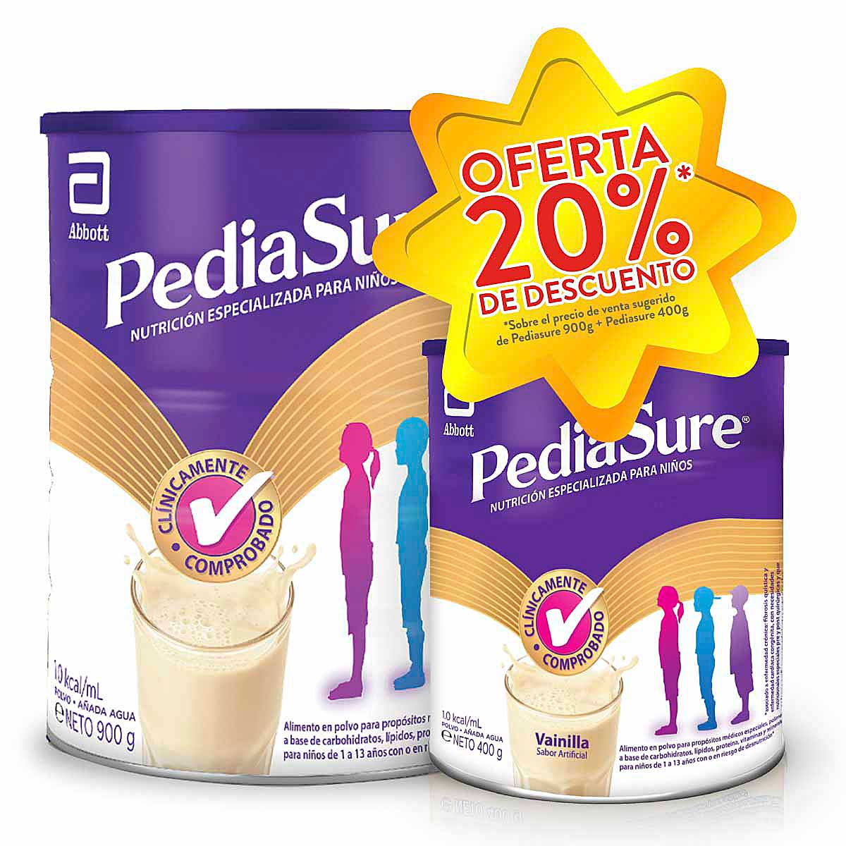 Pediasure Vainilla 900 Gramos + Pediasure 400 Gramos Oferta 20% Descuento