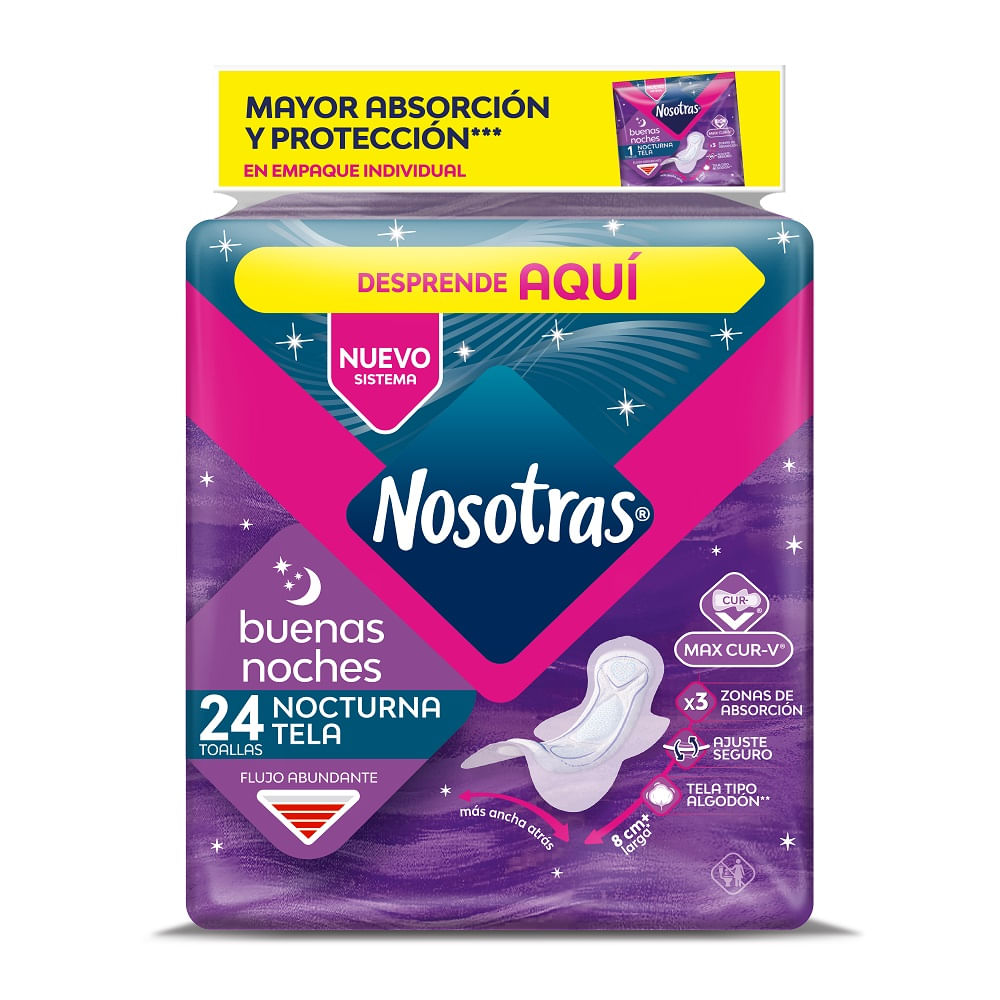 Toallitas Nosotras Buenas Noches Tela 24 Unidades