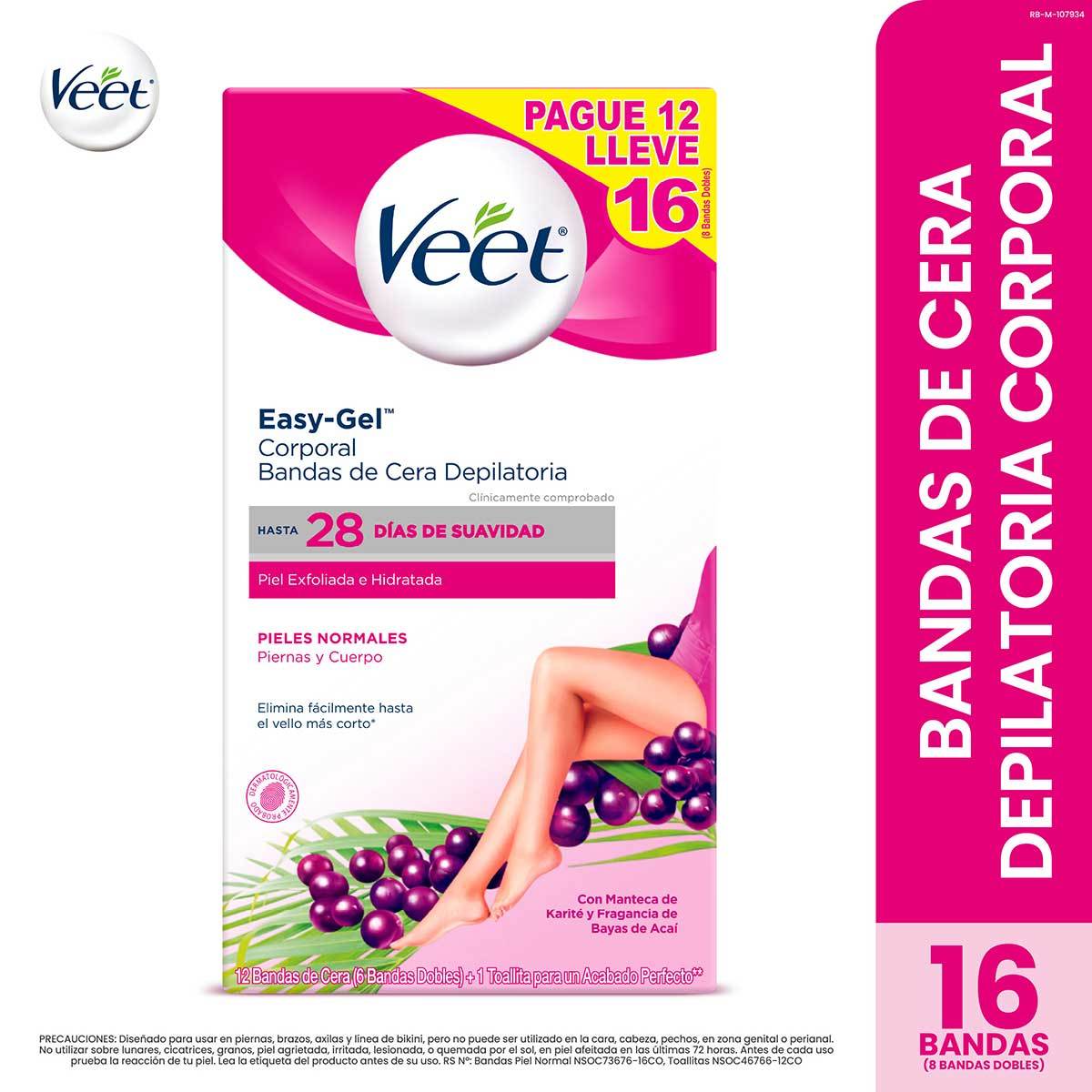 Veet Bandas Piel Normal Paquete 12 Lleva 16