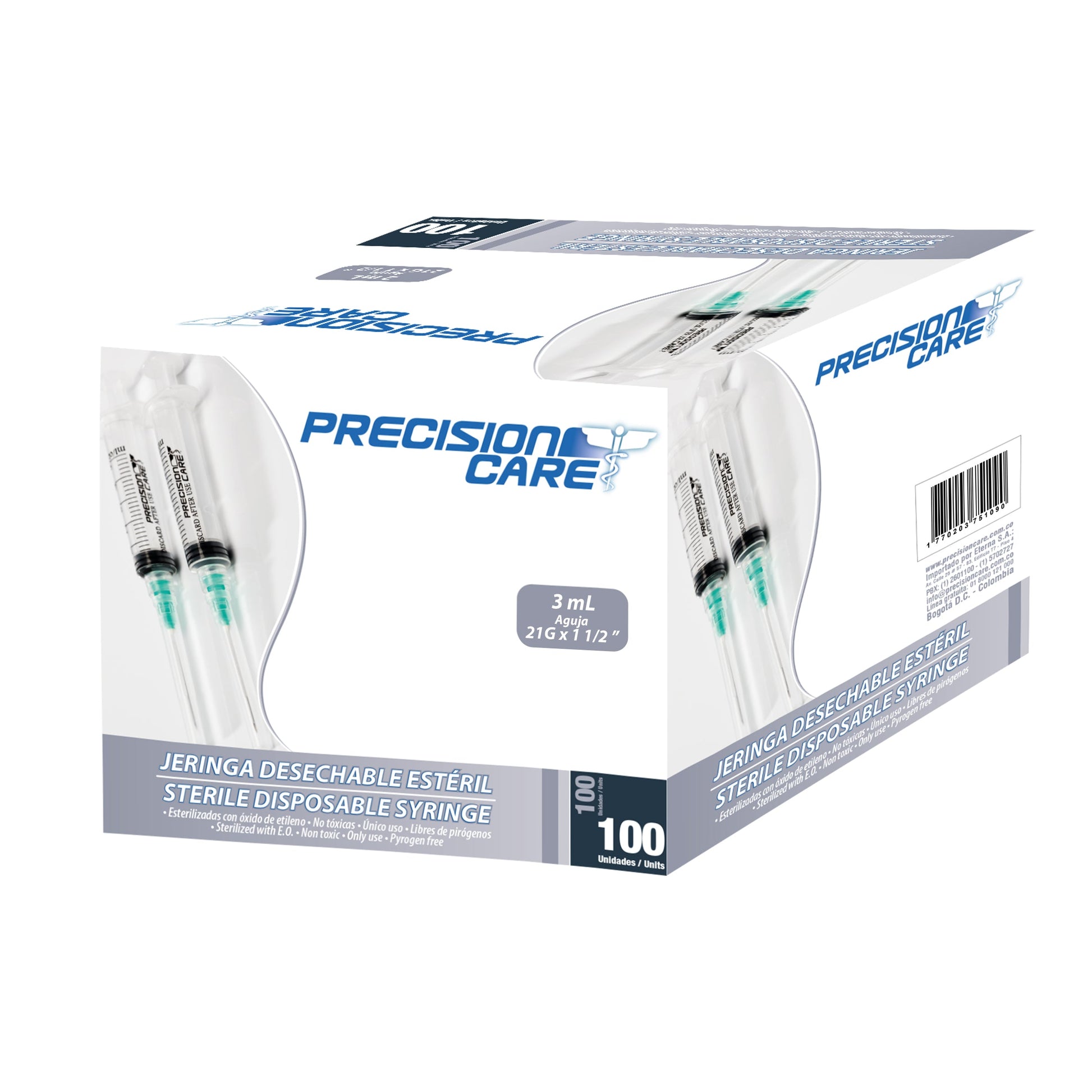 Jeringa 3p 3ml 21x1.1/2 100 Unidad Eterna