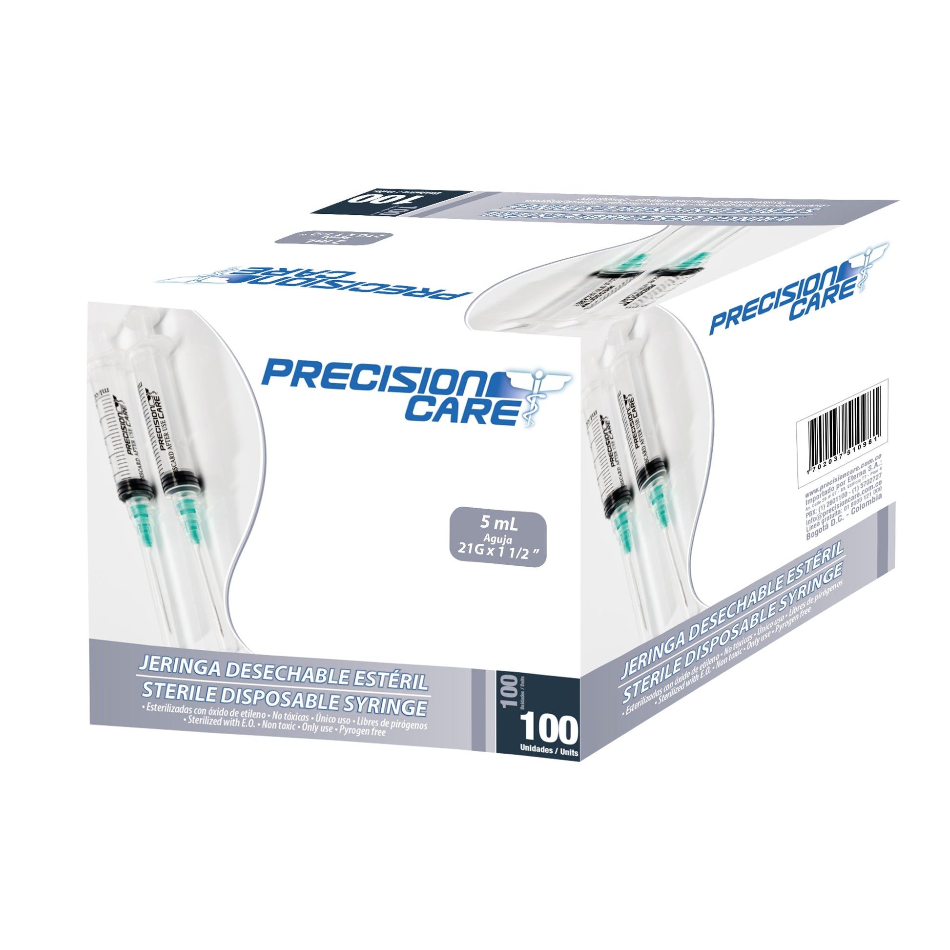 Jeringa 3p 5 ml 21x1.1/2 100 Unidad Eterna