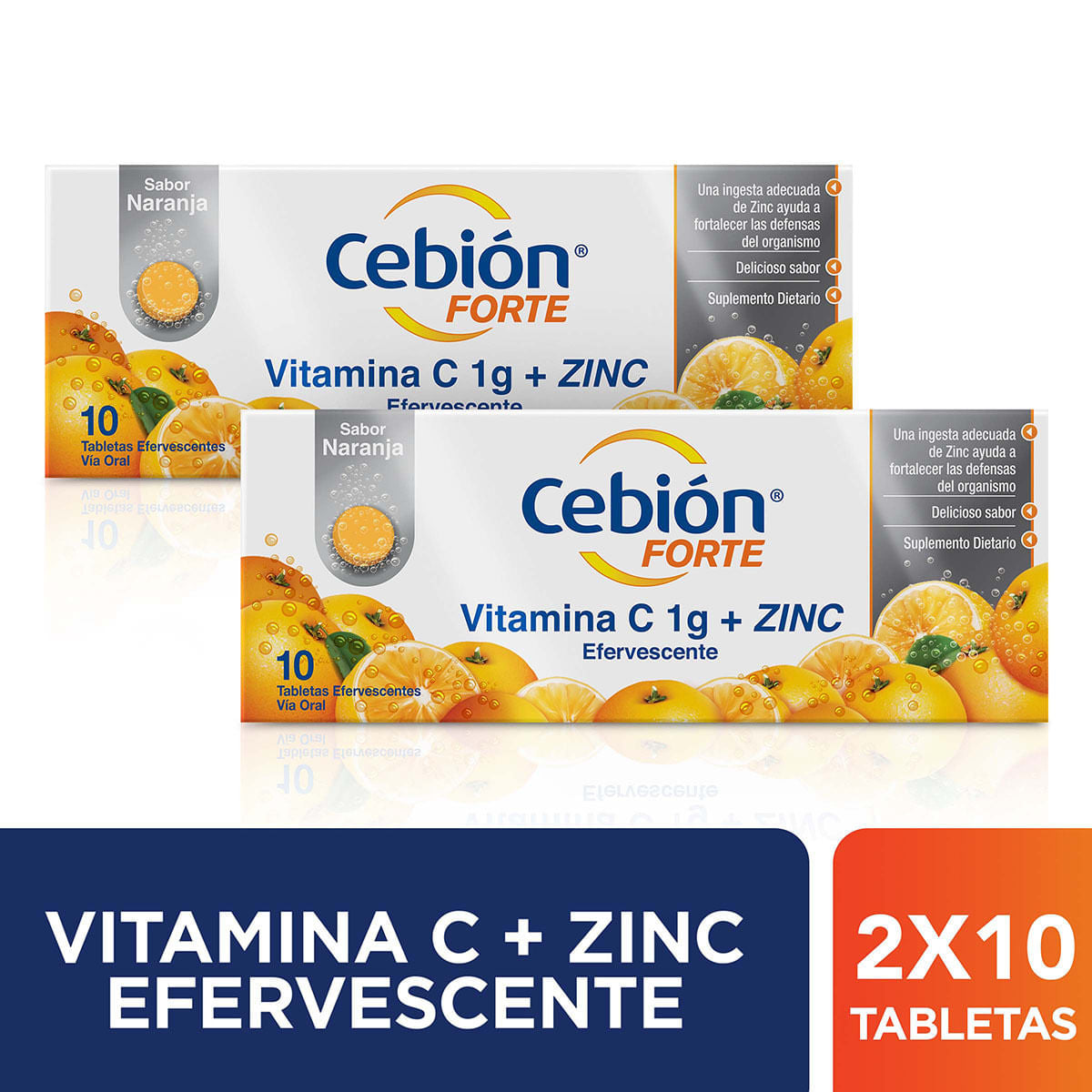 2 Cebión Forte 10 Tabletas Efervescentes Pack Especial