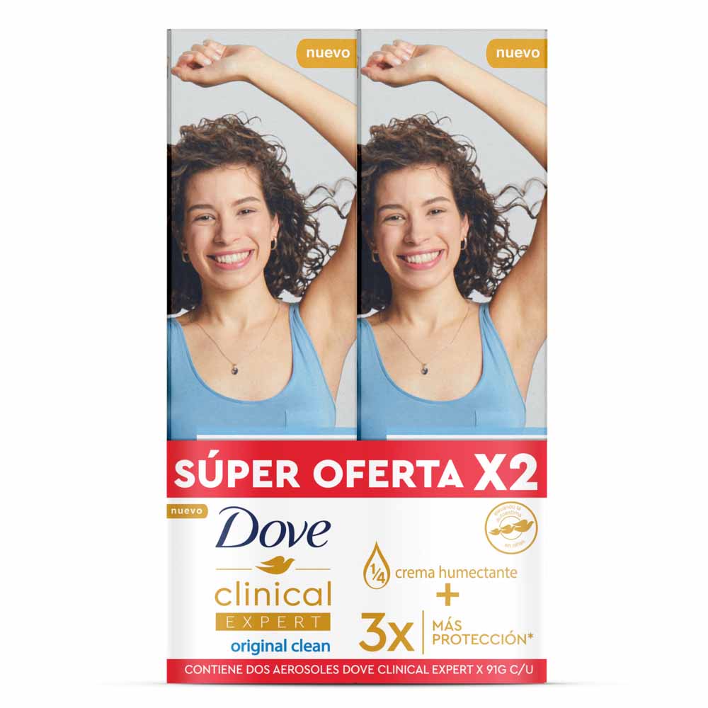 2 Desodorantes Dove Clinical Expert Aerosol 91 Gramos 150 Mililitros