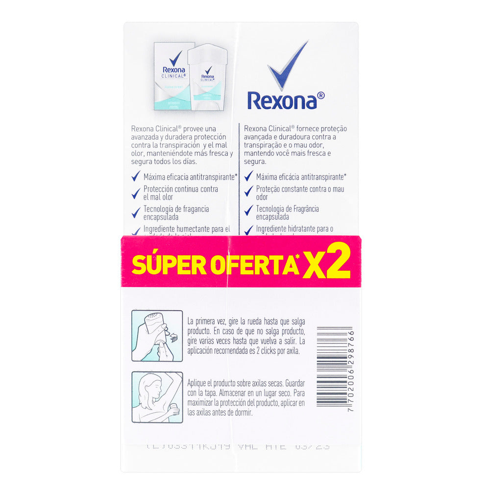 2 Dte.rexona Clinical Clean Scent 48 Gr