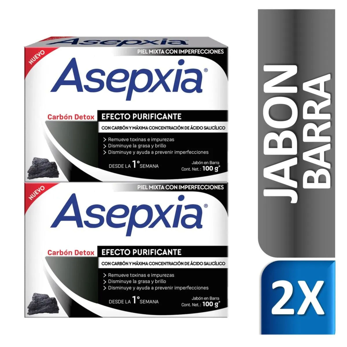 2 Jabon Asepxia Carbon Ba 100 Gr