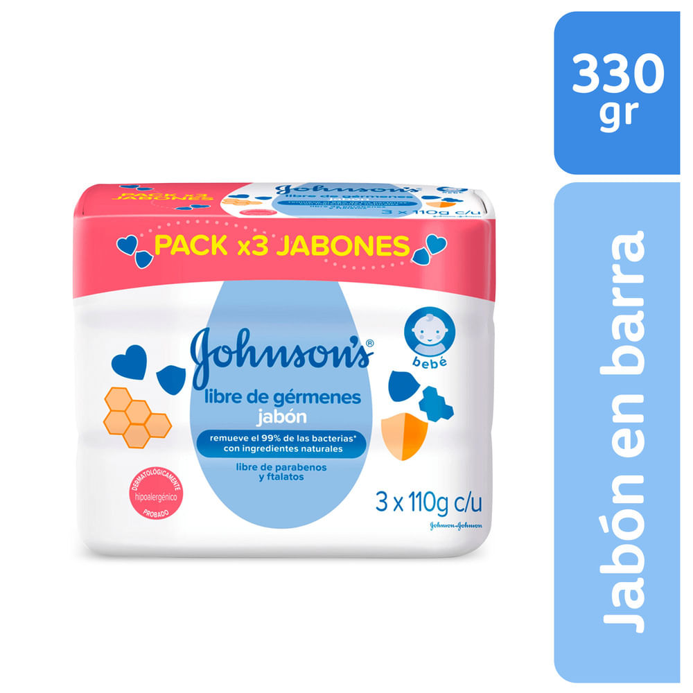 3 Jabones Jj Baby Libre De Gérmenes 110 Gramos