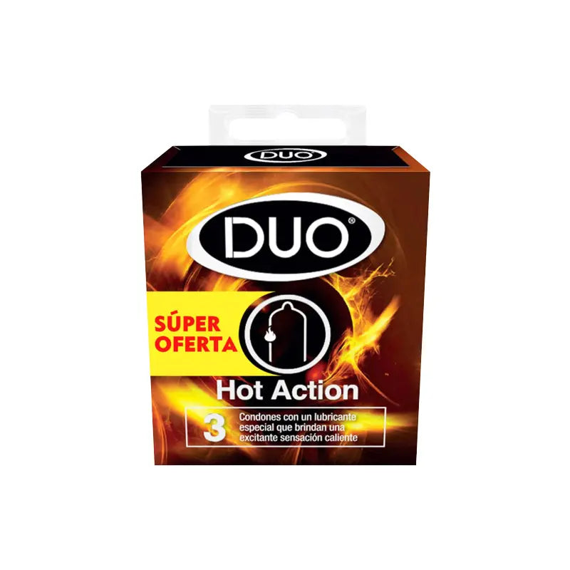 Preservativo.DUO Hot Action 3 Uds