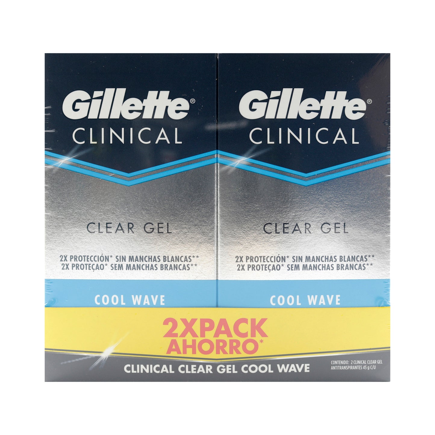 2 Desodorantes Gillette Clinical Gel Cool Wave 45 Gramos