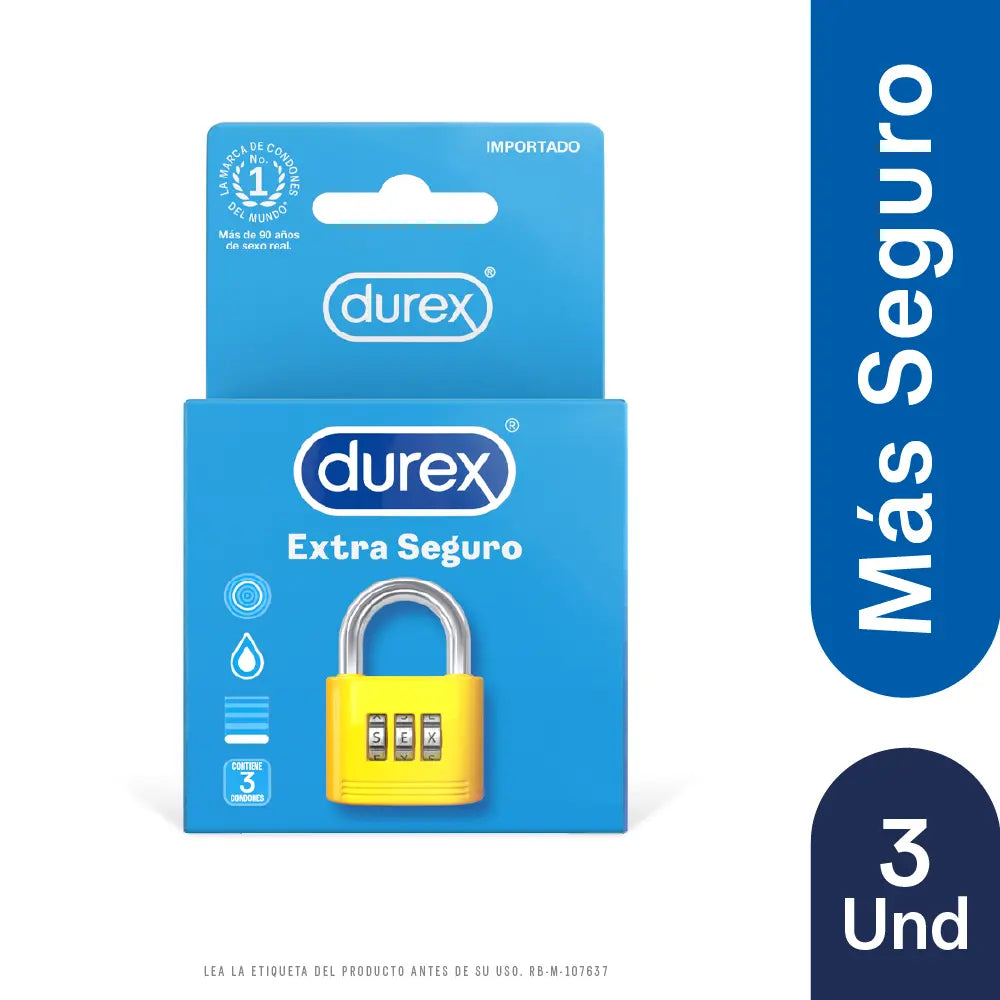 Preservativo.DUREX Extra Seguro 3 Uds