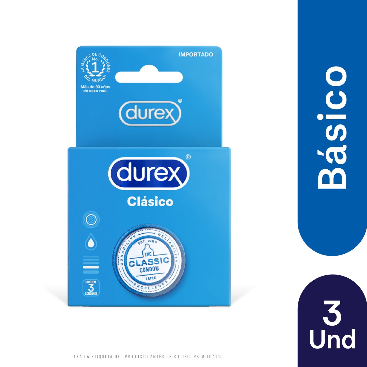 Preservativo.DUREX Natural 3 Uds