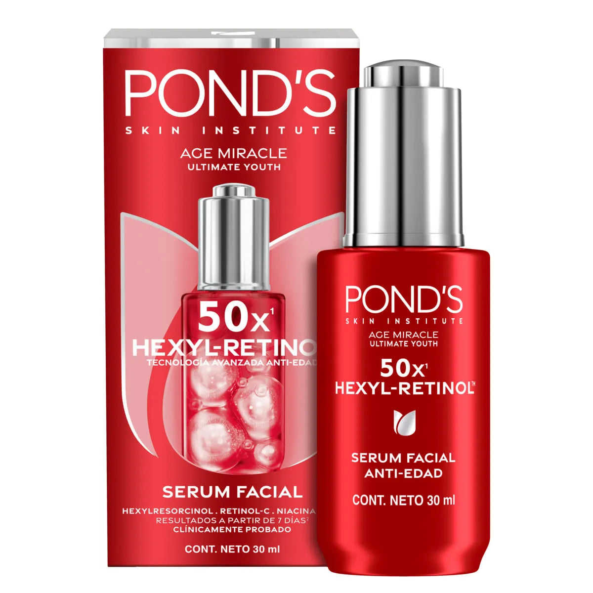 Crema Ponds Age Miracle Hexyl Retinol Serum Facial 30 Mililitros