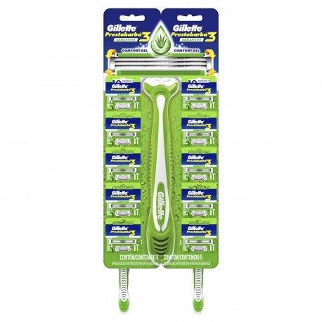 maquina-prestobarba-gillette-3-sensible-carga-10-unidades