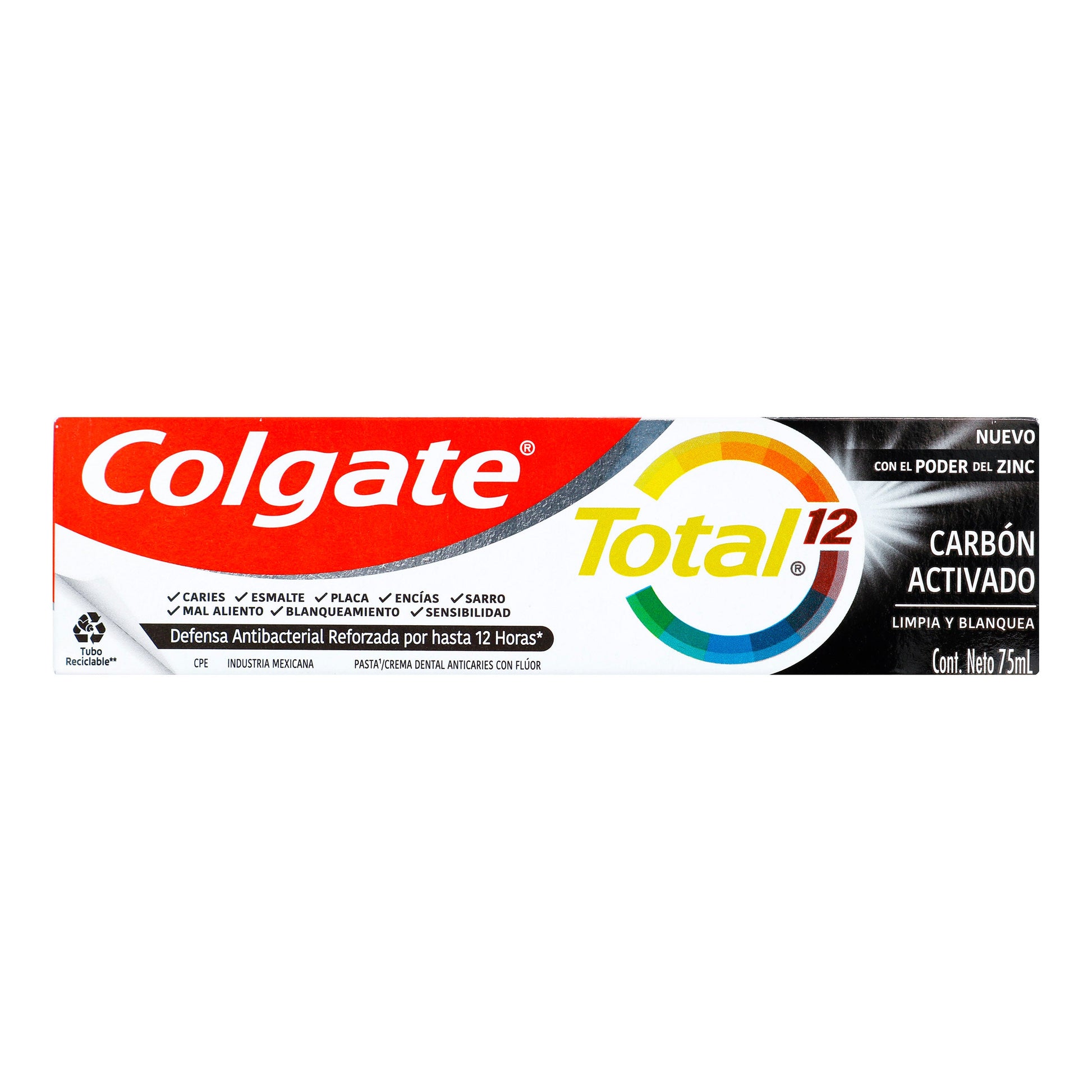 Crema.COLGATE Total 12 Carb.activado 75 ml