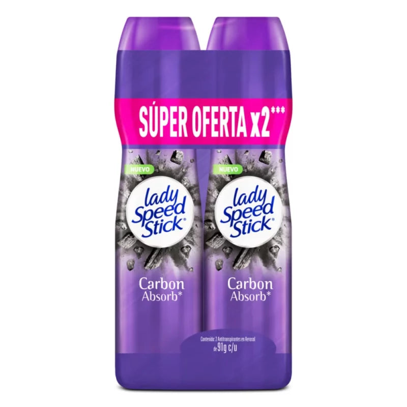 2 Desodorante lady Speed Carbamazepina Spray Absorb 91g