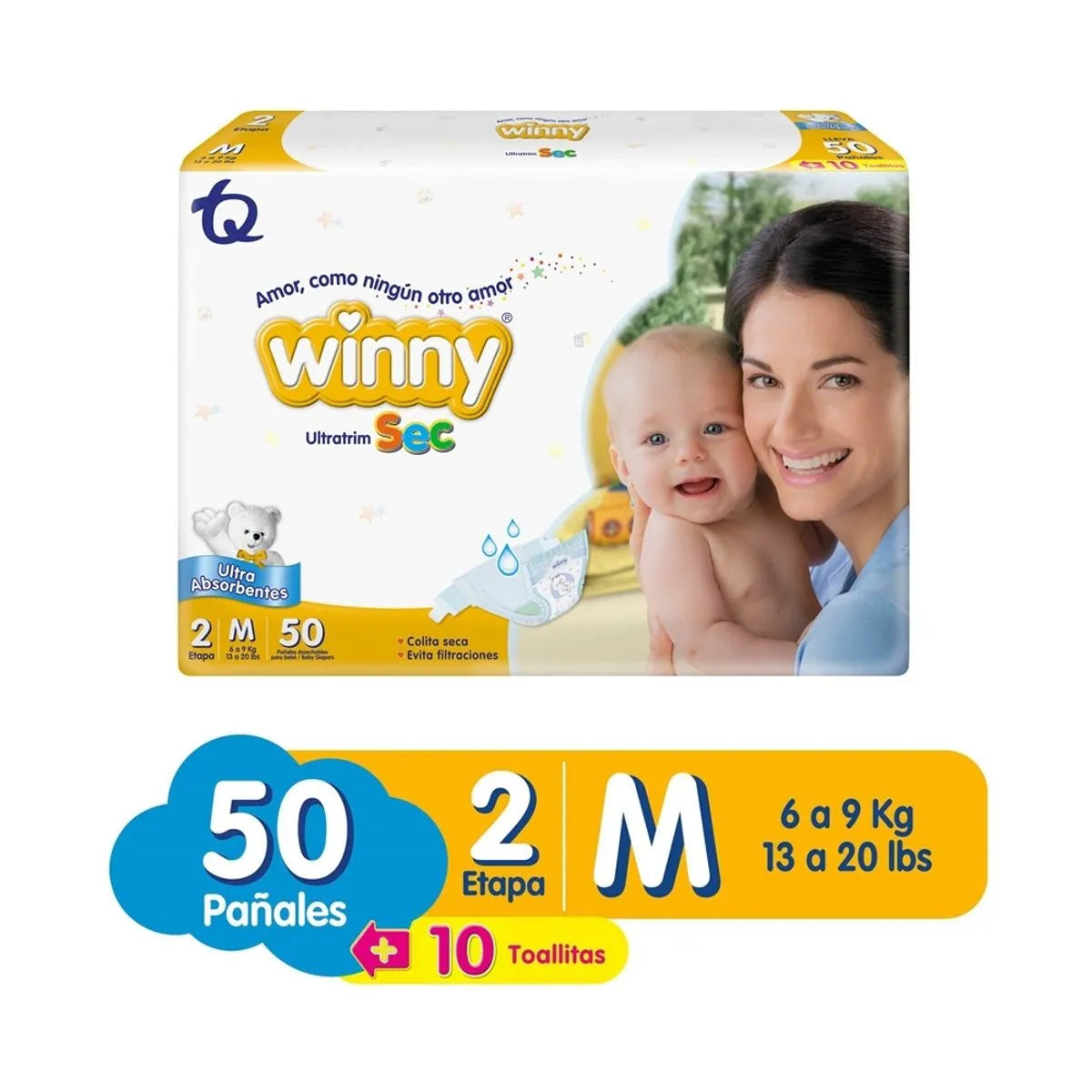 Winny Etapa 2 Por 50 Ultra Slim Seco + 20 Toallitas Húmedas