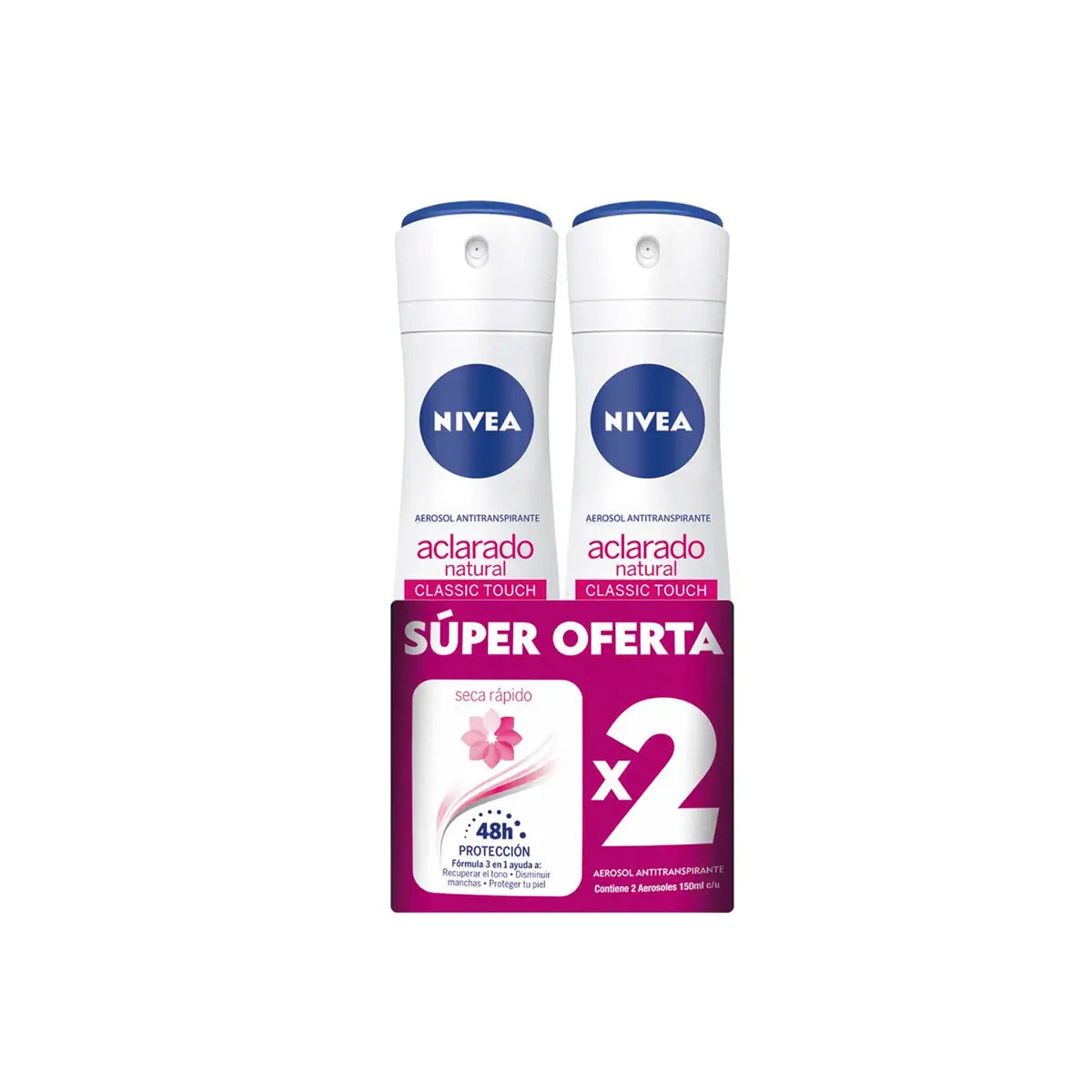 2 Desodorante   Nivea Spray Aclara.natu X150 ml