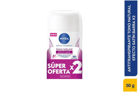 2 Desodorantes Nivea Barra Aclarante Efecto Satín 50 Gr