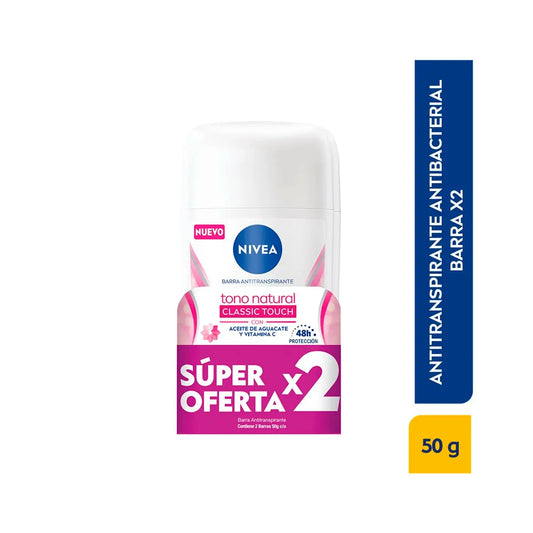 Desodorante   Nivea Acla Nat.barra Wom X 2
