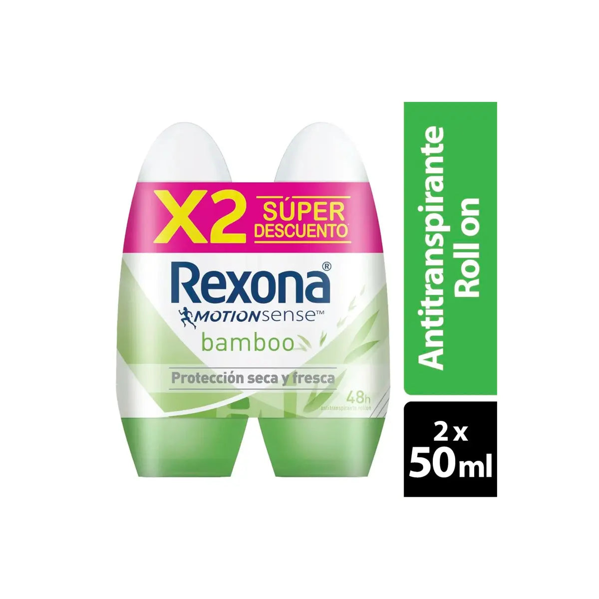 2 Desodorante rexona Rol. Bamboo 53 gr S.o. M