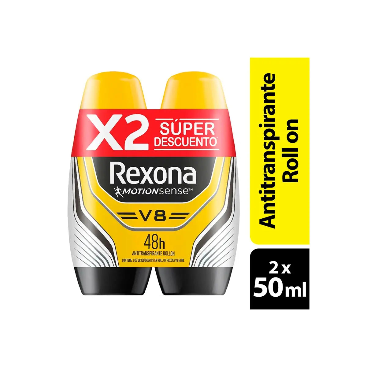 2 Desodorante   Rexona Rollon Men V8 50 ml S.d. H