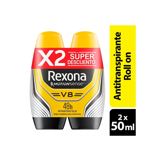 2 Desodorante   Rexona Rollon Men V8 50 ml S.d. H