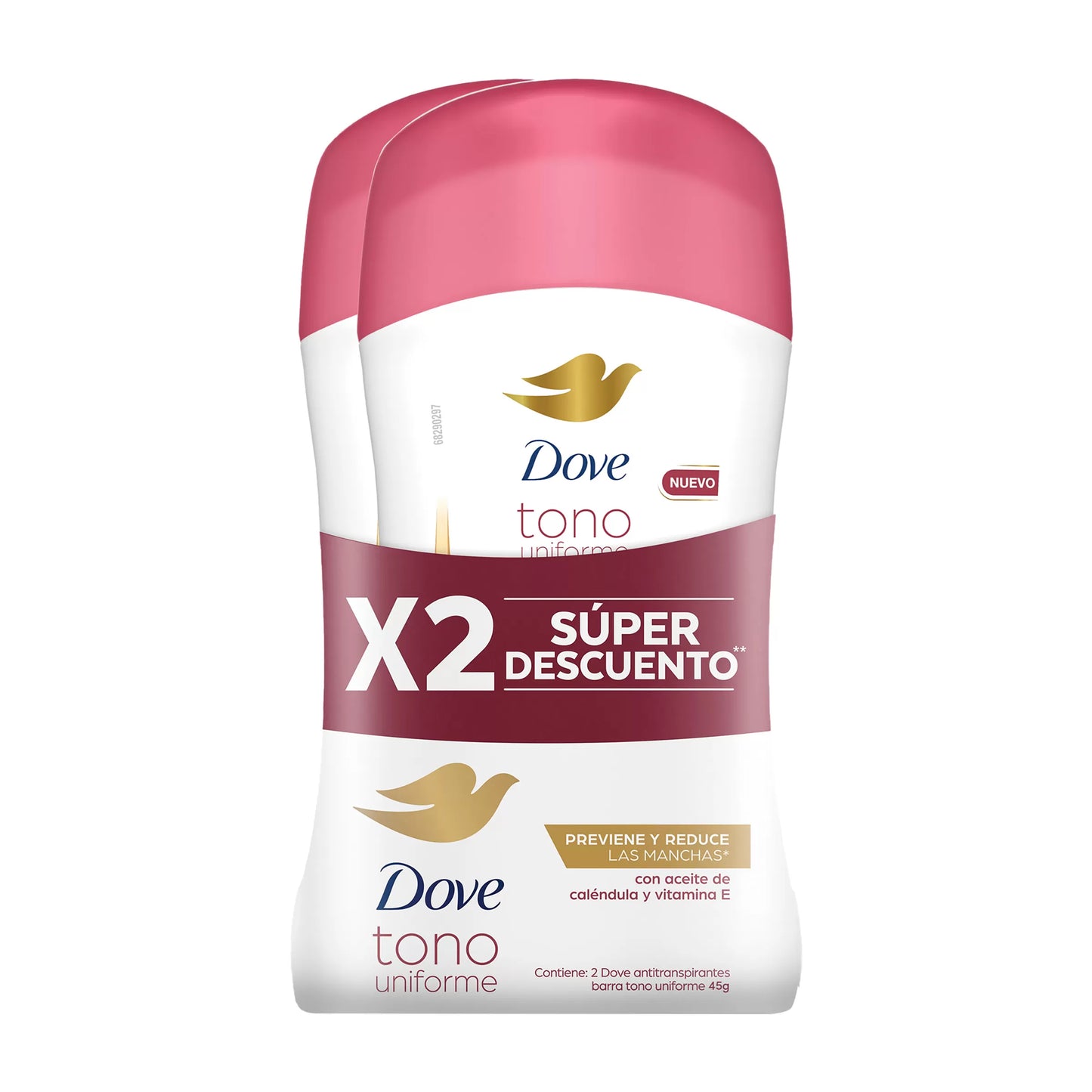 2 Desodorante dove Barra Tono Unidad Calen 45gr M