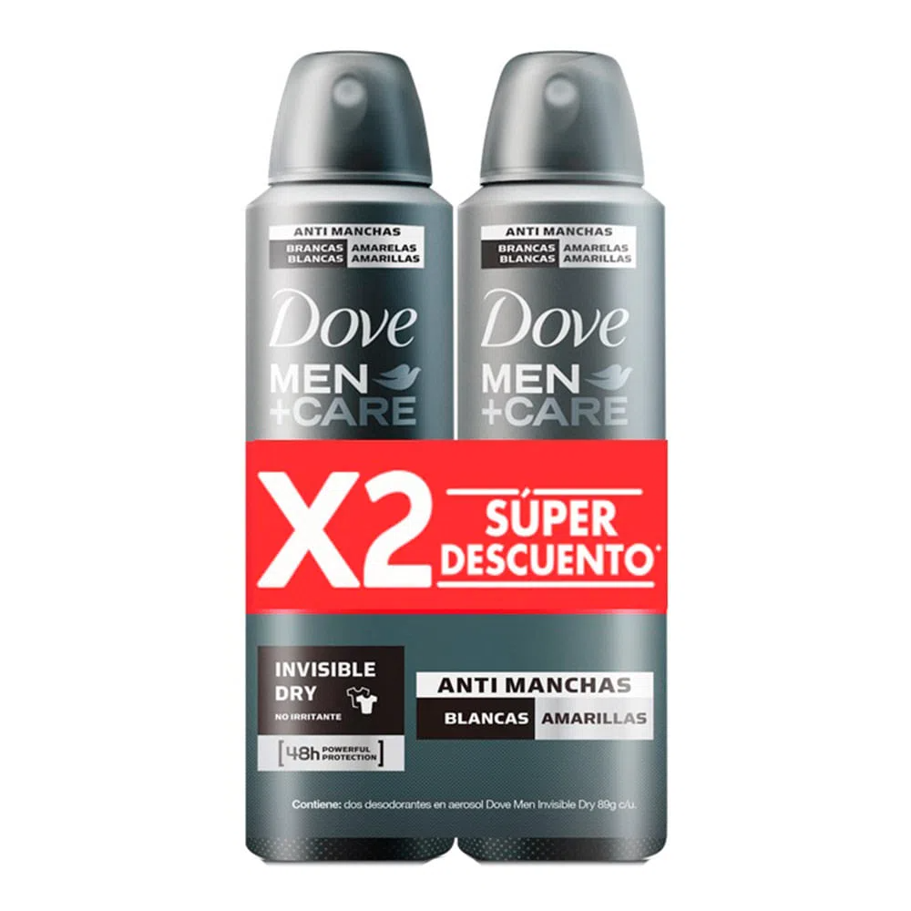 2Desodorante dove Sp.men Car.89gr.50%dto.seg. Ud