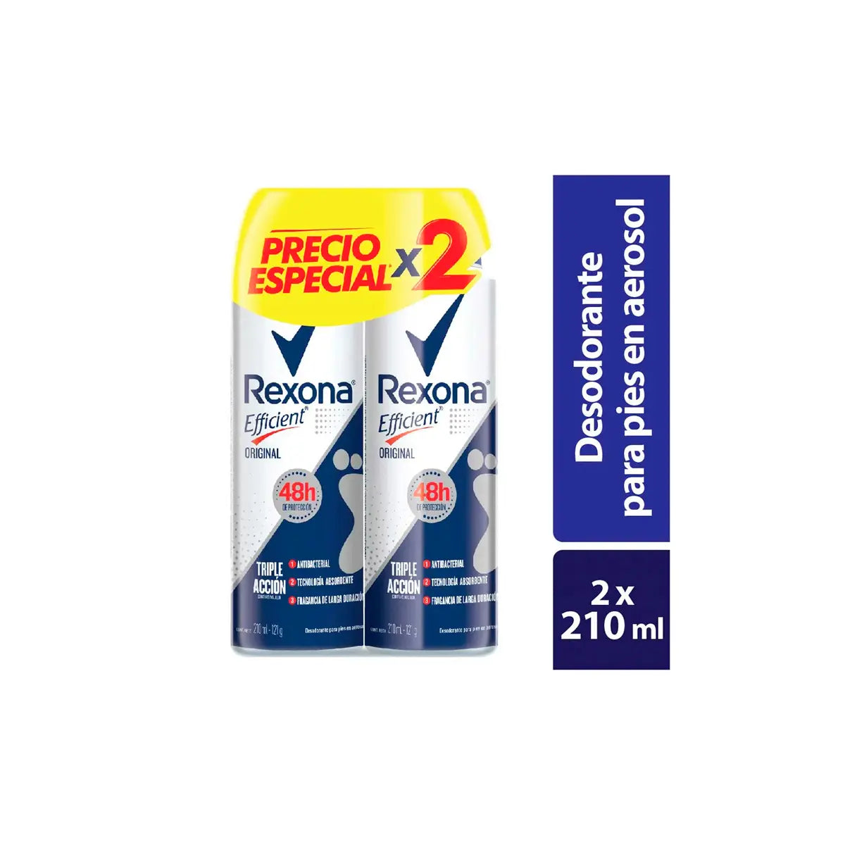 2 Talco Rexona Eff Orig Spray 210ml